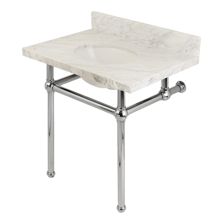 Fauceture 30X22 Marble Vanity Top W/ Brass Feet Combo, Marble/ Chrome KVPB3030MB1